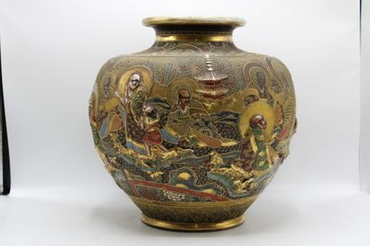 JAPAN. Porcelain baluster vase with Satsuma...