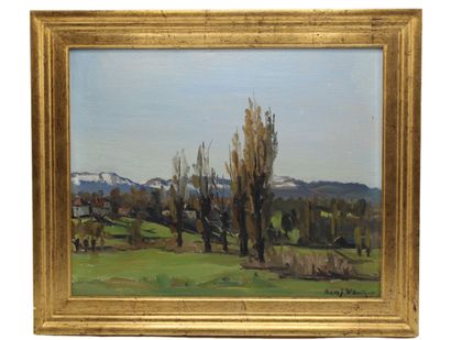 School of the XXth. Autumnal landscape. Oil...