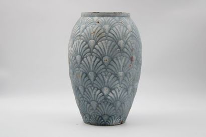 Large stoneware ovoid vase decorated with...