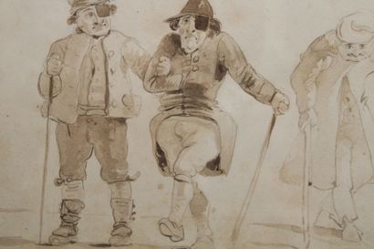 Adam TOEPFFER (1766-1847) Men with Canes,...