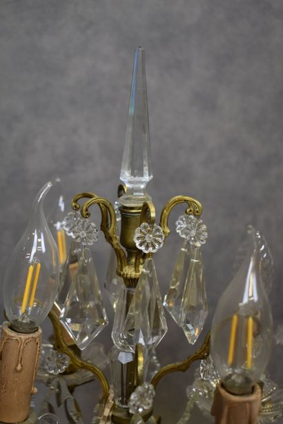 Attributed to BACCARAT. Pair of brass and...