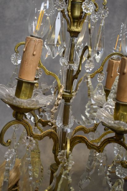 Attributed to BACCARAT. Pair of brass and...