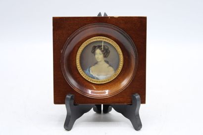 Ecole française du XIXe. Miniature figurant...