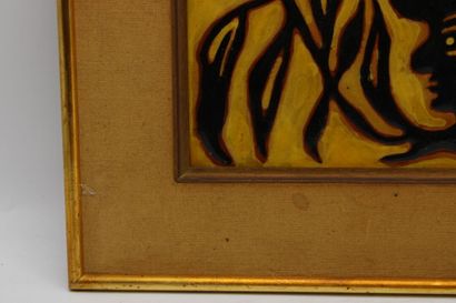 Jean LURCAT (1892-1966). Framed ceramic tile,...
