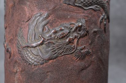 CHINA. Pair of Yixing scroll vases in terra...