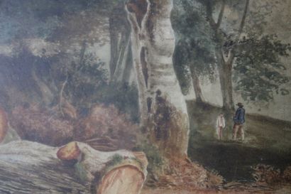 School of the XIXth. Landscape under wood...
