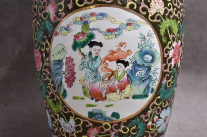 CHINA. Porcelain baluster vase with cloisonné...