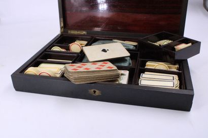 Blackened wood and veneer token box with...