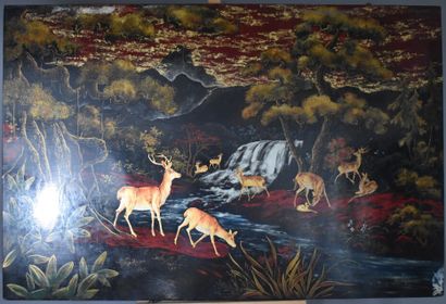 School of the XXth century, Hinds in a landscape,...