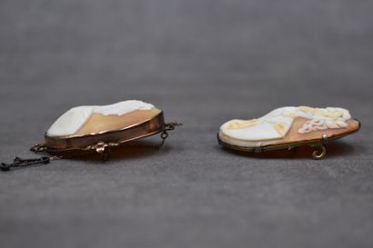 Meeting of two cameos mounted in brooches....