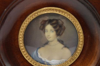 Ecole française du XIXe. Miniature figurant...