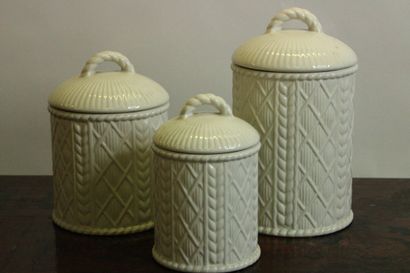 Meeting of earthenware including three cylindrical...