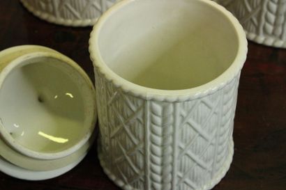 Meeting of earthenware including three cylindrical...
