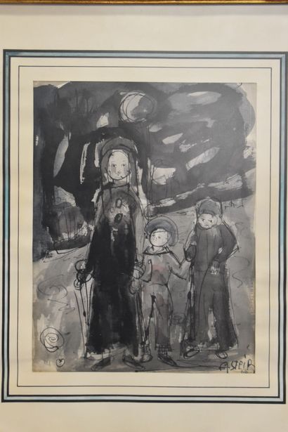 Amine SFEIR (1932-2002). Mother and her children,...