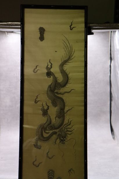 CHINA. Embroidery on silk decorated with...
