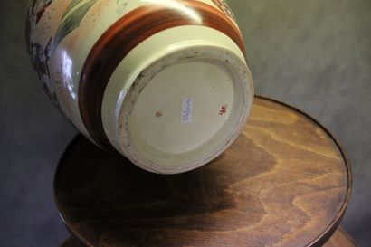 Satsuma 
Vase with long neck in polychrome...