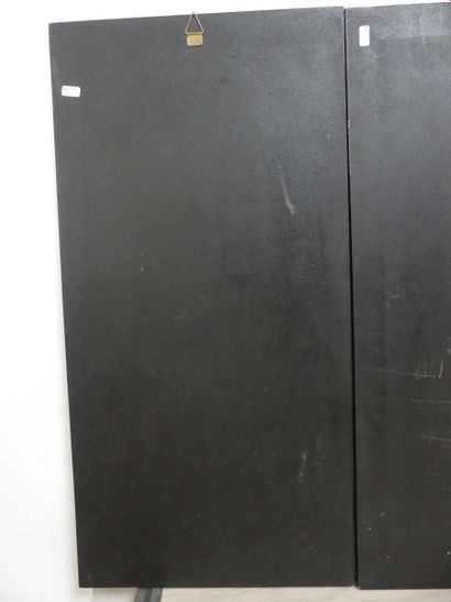 VIETNAM. Suite of 4 lacquered wood panels...