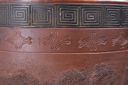 CHINA. Pair of Yixing scroll vases in terra...