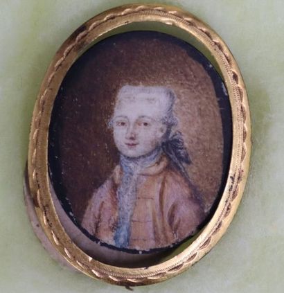 Miniature with gold frame, representing a...