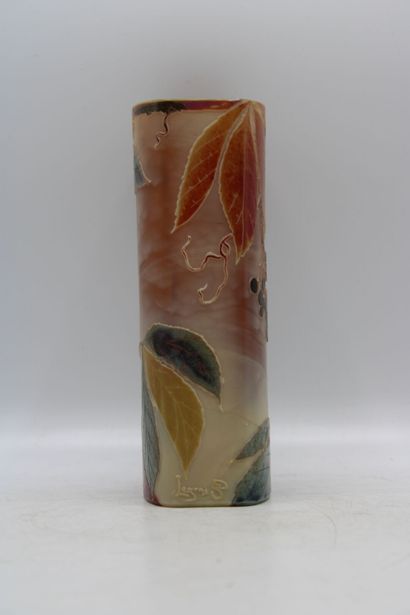 LEGRAS. Vase in orange multi-layer glass,...