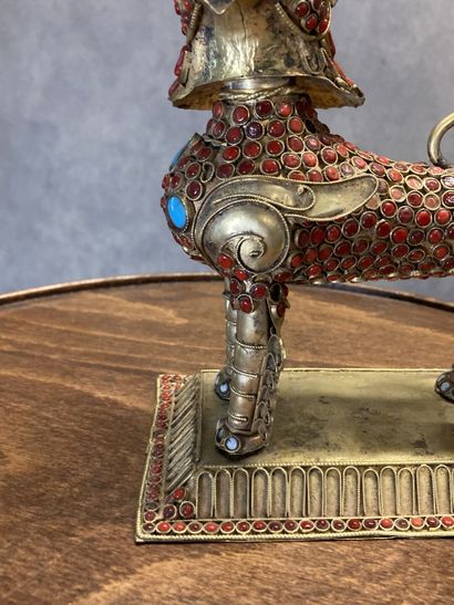 TIBET
Big dog of Fô in gilded metal and inlays...