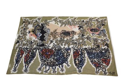 Mechanical tapestry, sign in bottom has right...