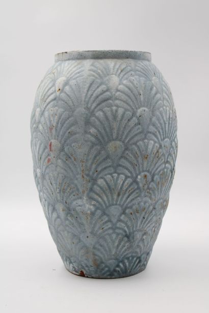 Large stoneware ovoid vase decorated with...