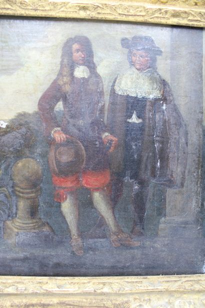 École du XIXe. Discussion entre Gentilshommes,...