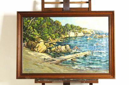 Henri AUDOUAIRE (1897-1950). Seaside in Martigues,...