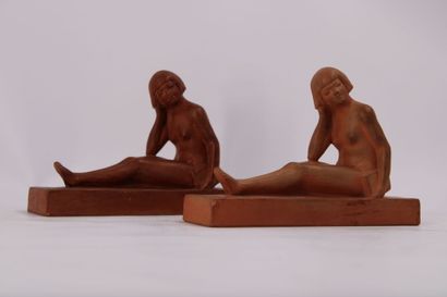 René ROD (XIX-XX), Set representing two naked...