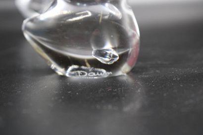 DAUM. Meeting of a chick and a frog in glass....