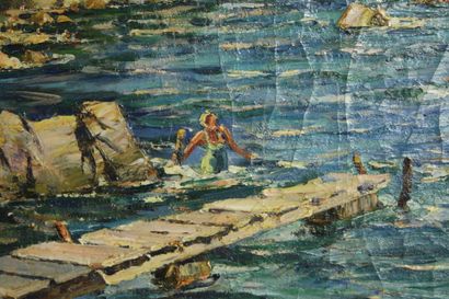 Henri AUDOUAIRE (1897-1950). Seaside in Martigues,...