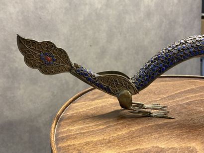 TIBET 
Dragon in metal (silver) with inlay...