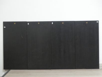 VIETNAM. Suite of 4 lacquered wood panels...