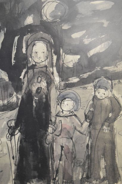 Amine SFEIR (1932-2002). Mother and her children,...