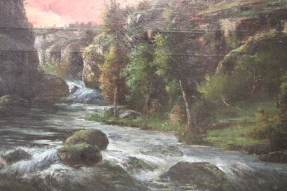 School of the XIXth century. 
The river at...
