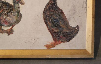 Louise GERMAIN (1874-1939)
Ducks and Peacock,...