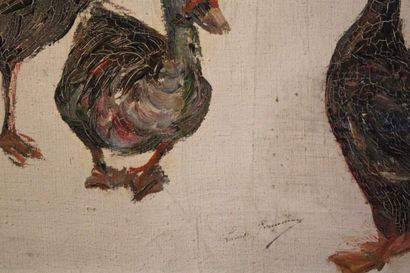 Louise GERMAIN (1874-1939)
Ducks and Peacock,...
