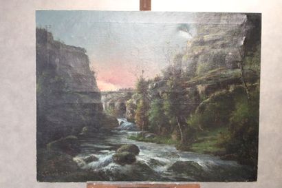 School of the XIXth century. 
The river at...