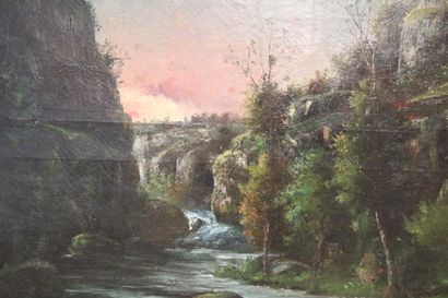 School of the XIXth century. 
The river at...