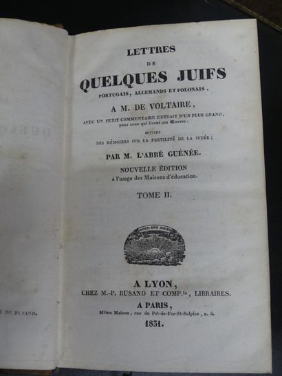 ABBE GUENEE (1717-1803), To Monsieur de VOLTAIRE,...
