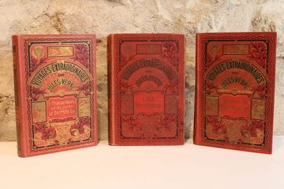 [JULES VERNE], Meeting of 3 Hachette cardboards...