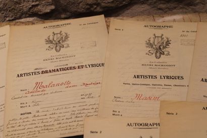 [AUTOGRAPHES], ARTISTES LYRIQUES, 12 autographes...