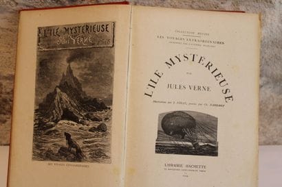 [JULES VERNE], Meeting of 3 Hachette cardboards...
