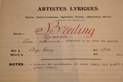 [AUTOGRAPHES], ARTISTES LYRIQUES, 12 autographes...