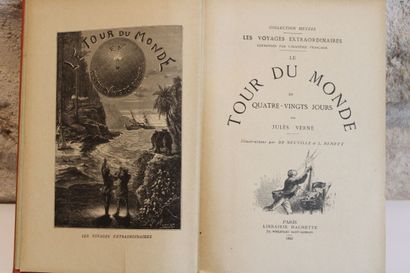 [JULES VERNE], Meeting of 3 Hachette cardboards...