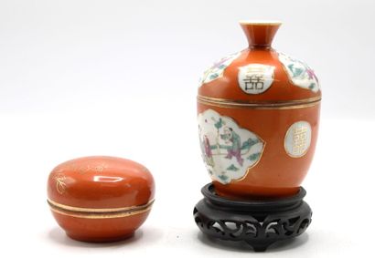 CHINE XIXe
Sorbetière à couvercle avec socle...