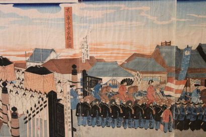YOSHITOSHI (1839-1892) 
Long polyptyque assemblant...