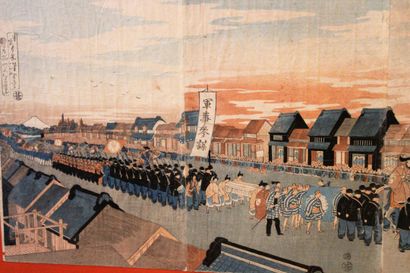 YOSHITOSHI (1839-1892) 
Long polyptyque assemblant...