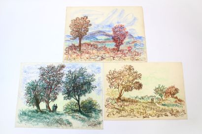Jean BURKHALTER (1895-1982) , Paysages animés,...